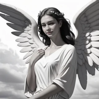 black and white angel drawings