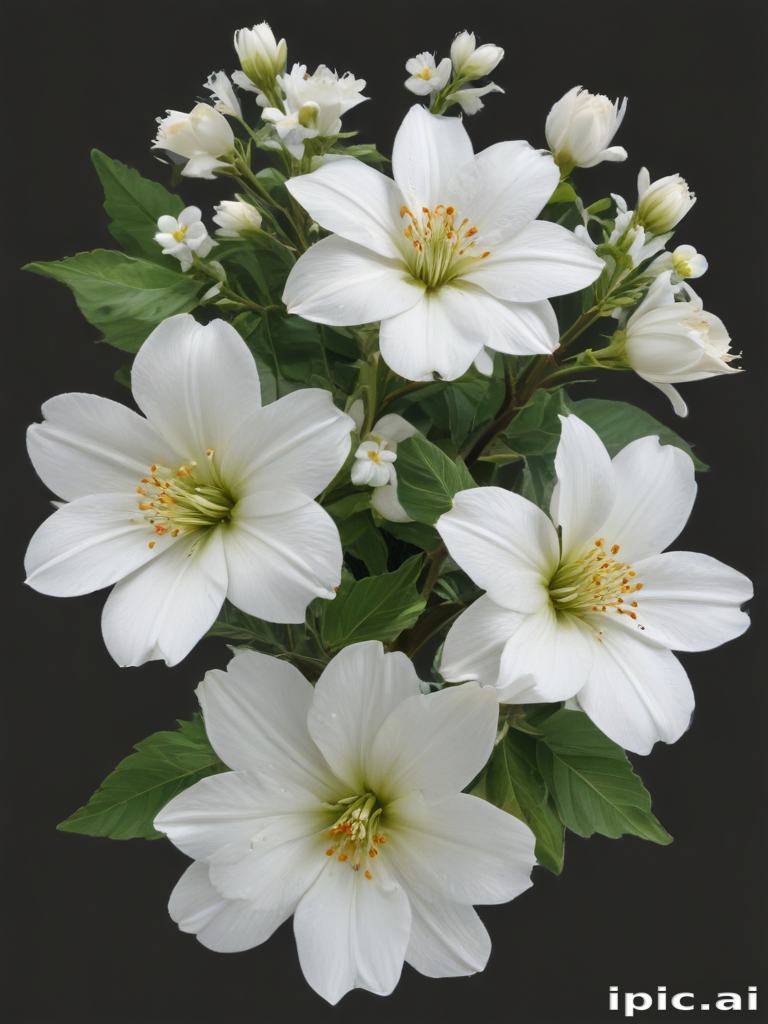 A Beautiful Arrangement of White Flowers with Lush Green Leaves ...