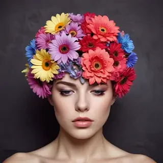 half brain half flowers