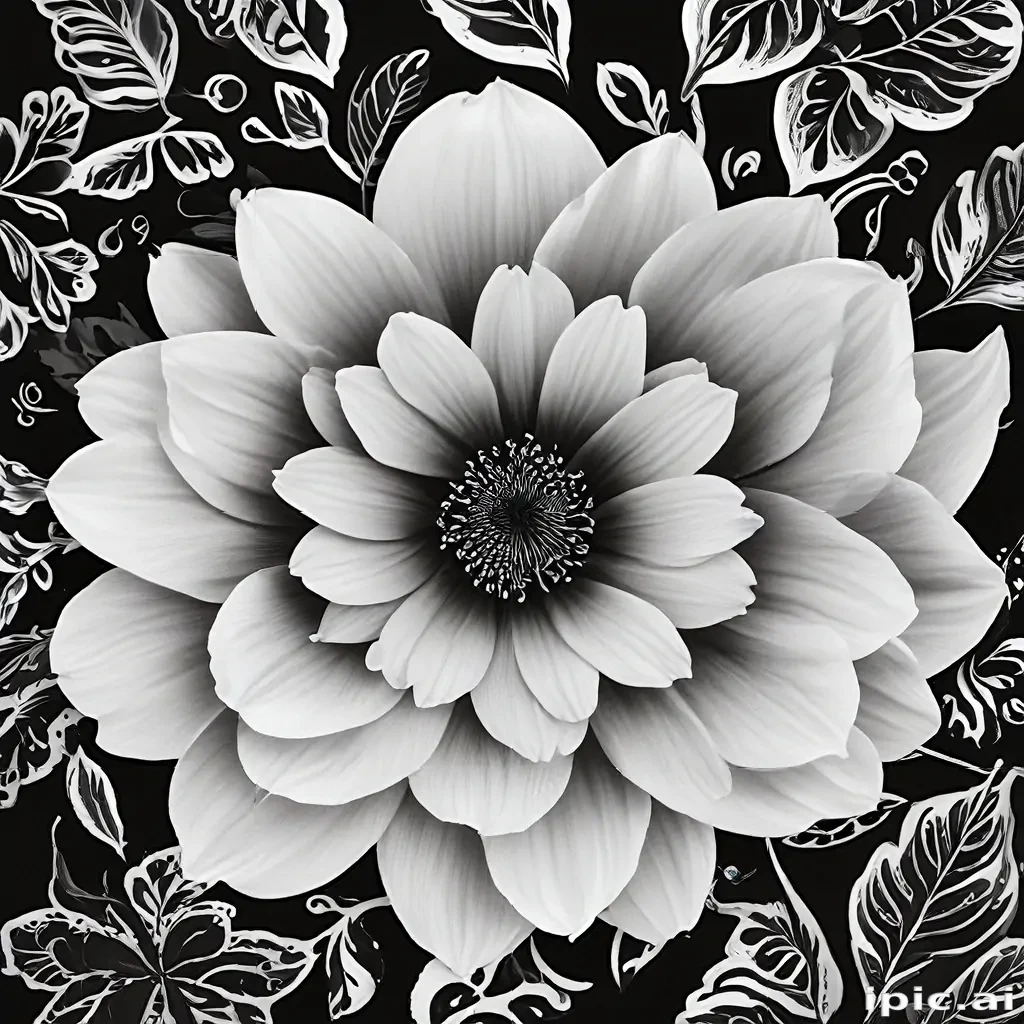black and white flower png