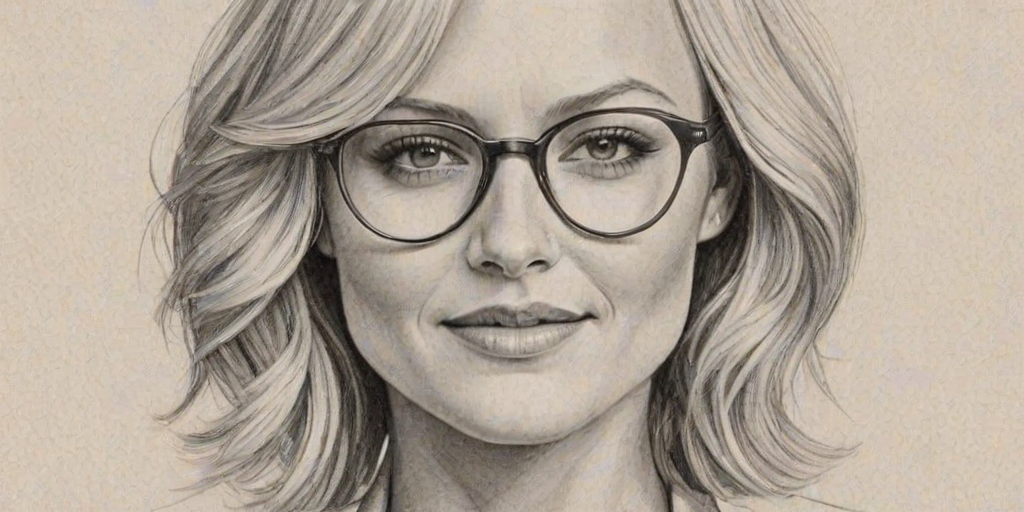 Splendid Malin Akerman, pencil sketch, portrait of Ravishing woman 1924s in glasses, hair style beatnik, outline, clear lines, fine lines, 8k