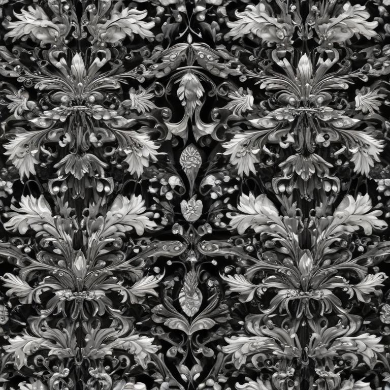 Intricate Black and White Floral Pattern with Elegant Baroque Design ...