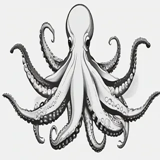 octopus clipart black and white