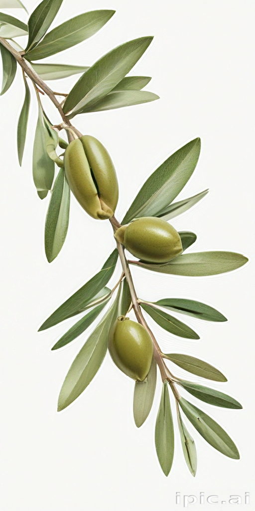 Fresh Olive Branch with Ripe Green Olives and Vibrant Green Leaves