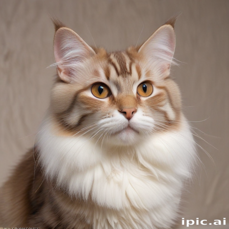 A Majestic Cat Portrait Featuring Fluffy Fur and Striking Eyes