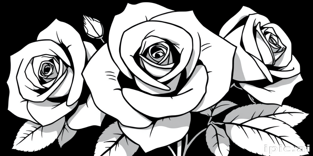 rose clip art black and white