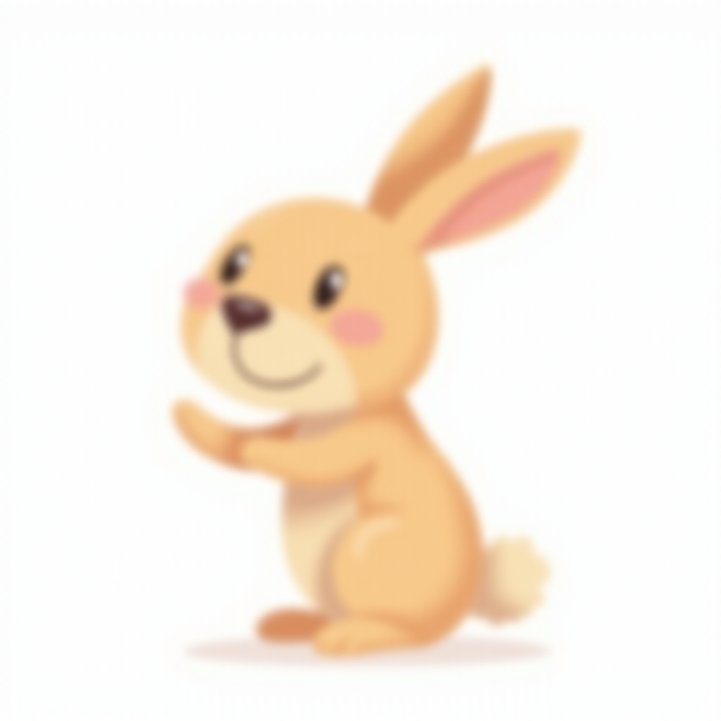vector illustration, cute brown rabbit, dynamic pose, isolated on white background