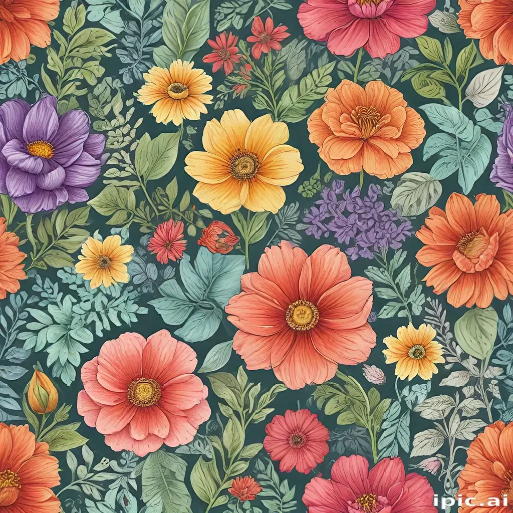 color drawings of flowers