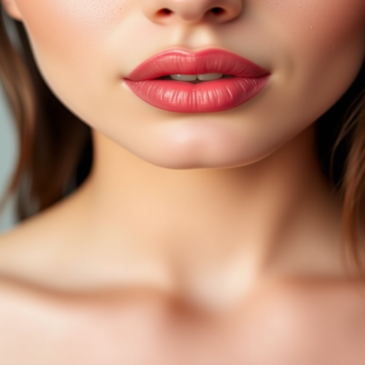 Delicate ombre effect transitions from pale pink to deep rose on perfectly shaped lips, highlighting their voluminous appearance and smooth, hydrated surface