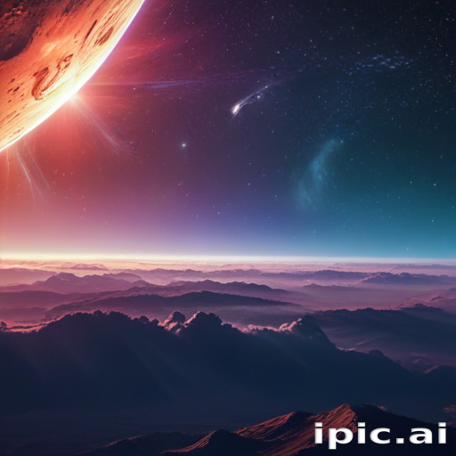 Stunning Cosmic Landscape Featuring a Distant Planet and Celestial ...