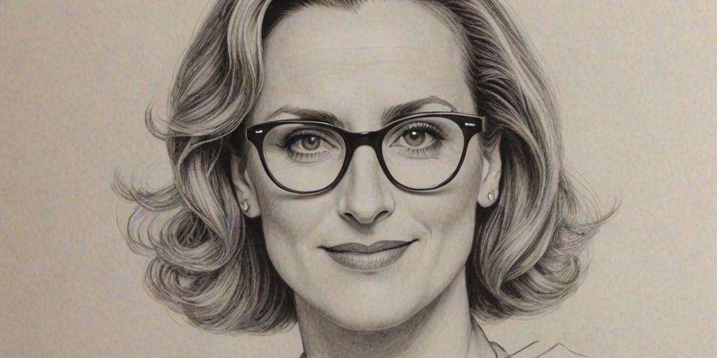 Comely Marlee Matlin, pencil sketch, portrait of Fascinating woman 1936s in glasses, hair style beatnik, outline, clear lines, fine lines, 8k