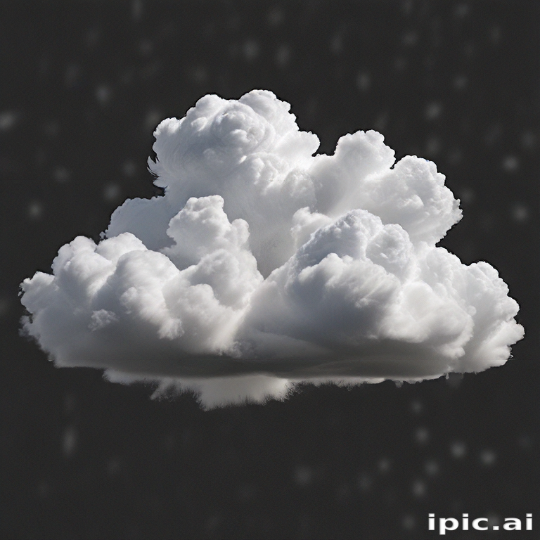 A Fluffy White Cloud Floating Against a Dark Background in the Sky