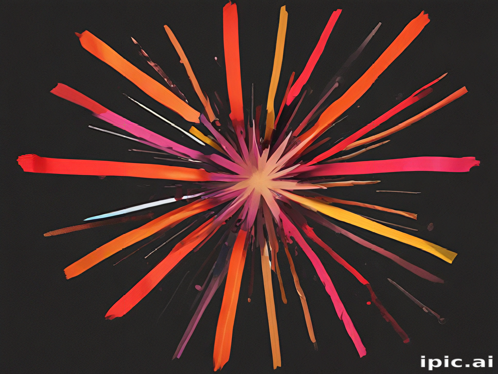 Vibrant Explosion of Colors Radiating from a Central Point in Space