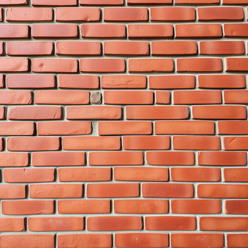 create a high-resolution image of a red brick wall with even spacing between bricks using a DSLR camera with a 50mm lens, aperture f/8, ISO 200, and a low angle view to enhance texture and detail.