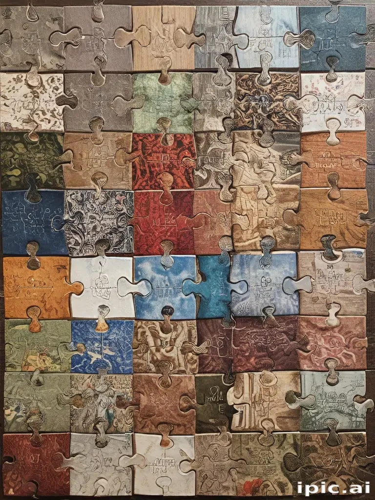 Colorful and Intricate Puzzle Pieces Forming a Beautiful Mosaic Design