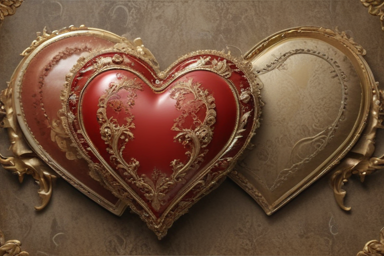 Elegant Ornate Heart Designs with Intricate Patterns and Rich Textures