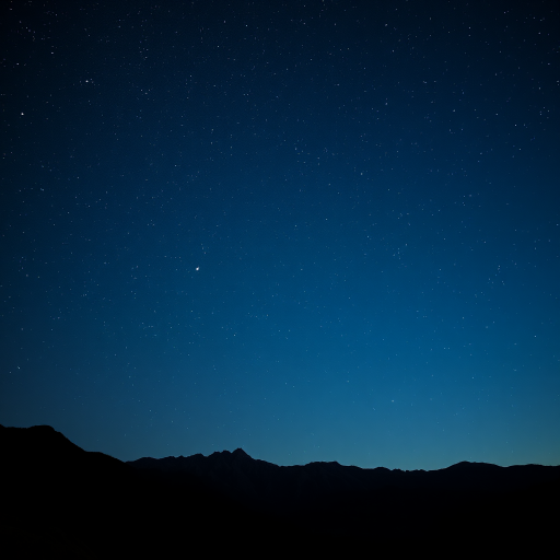 Generate a high-resolution nighttime landscape photo featuring a starry sky with a silhouette of mountains in the foreground, captured with a Canon EOS R5, ISO 3200, f/2.8, 30 seconds exposure, wide-angle lens at 24mm, using a long exposure technique for enhanced clarity and detail in the stars.