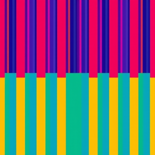 Generate a vibrant abstract pattern with colorful vertical and horizontal stripes, use a 50mm lens, aperture set to f/8, ISO 100, in landscape orientation, shot with a DSLR camera for high resolution and clarity.