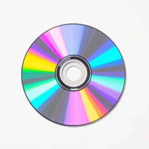 Generate a high-resolution image of a shiny, reflective CD with a colorful rainbow spectrum on its surface, using a DSLR camera, aperture f/2.8, ISO 100, 50mm lens, placed on a white background with soft lighting to enhance details.