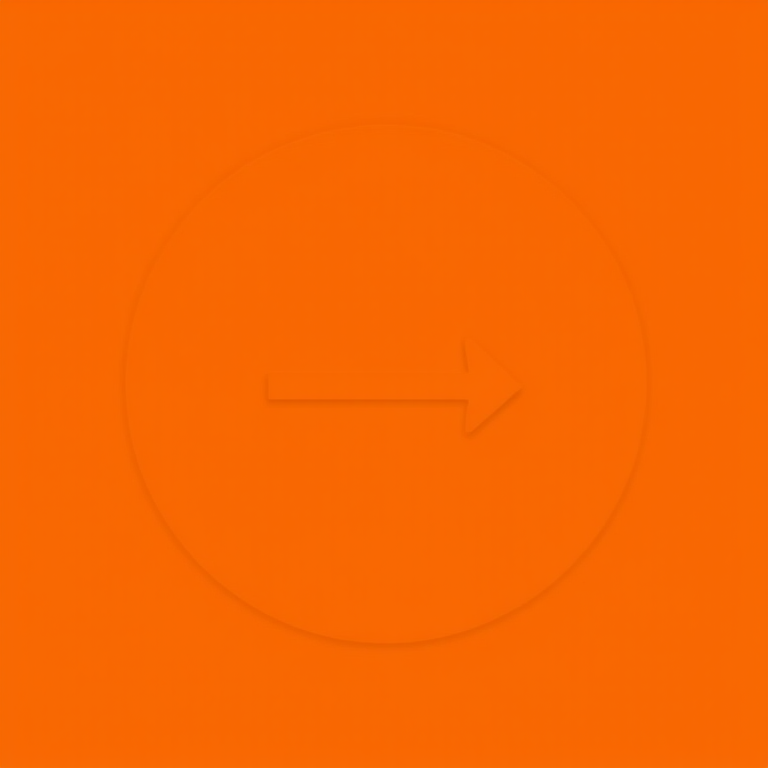 Create a high-resolution image of a simple left arrow icon inside a circular orange background, using a Canon EOS 5D Mark IV with a 50mm lens, aperture set to f/2.8, shutter speed 1/100s, and ISO 100, in a clean minimalist style, top-down view for clarity.