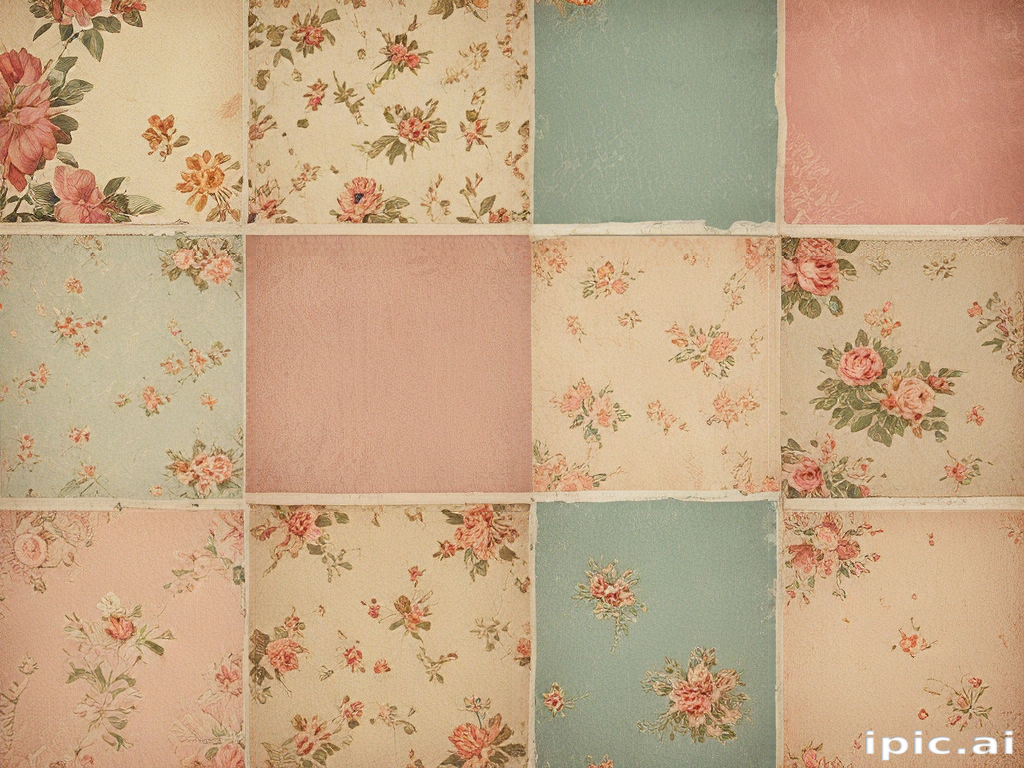 Antique Pattern Library Pastel Charming Vintage Floral Patchwork Pattern with Soft Pastel Colors and ...
