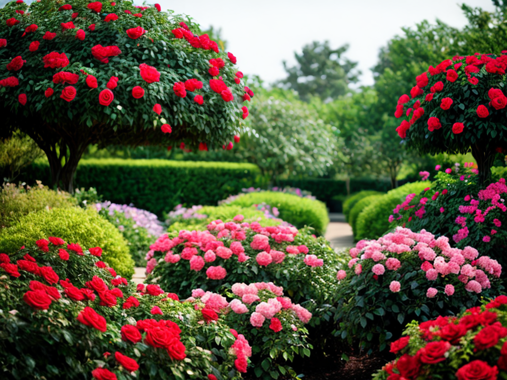 garden of roses and shrubs