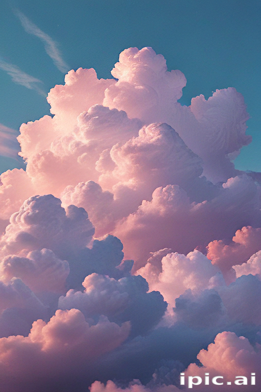 Dreamy Pink and Blue Clouds Creating a Serene Sky Landscape
