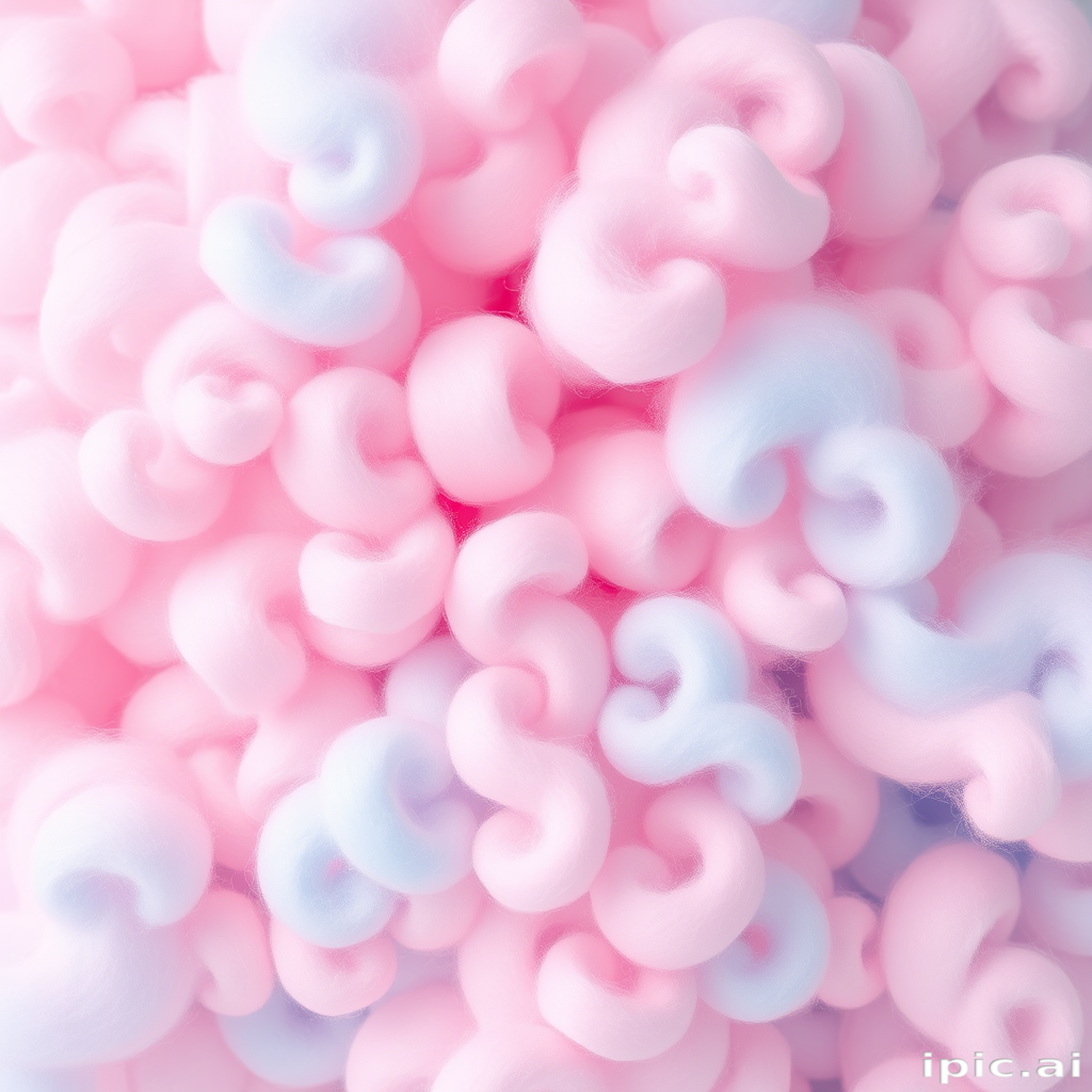 Whimsical Cotton Candy Cloud style boasting a voluminous, pastel pink and blue blend in a soft, fluffy texture reminiscent of cotton candy, with playful curls and swirls