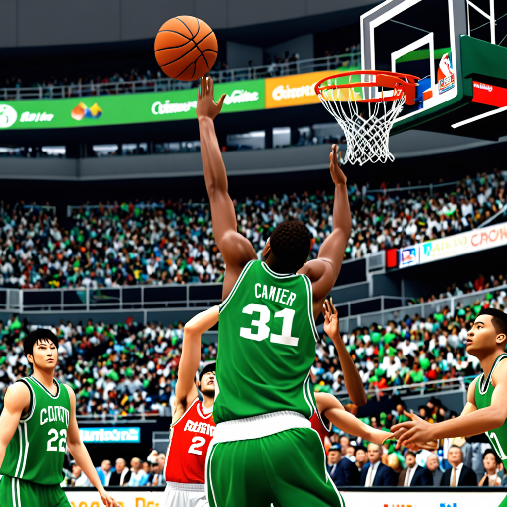 Ai Image Generator - Ai Art Generator - High Quality and 100% Unique Images  - iPic.Ai Anime/3D sports betting action in a basketball game in vivid  green, bright white and black colors