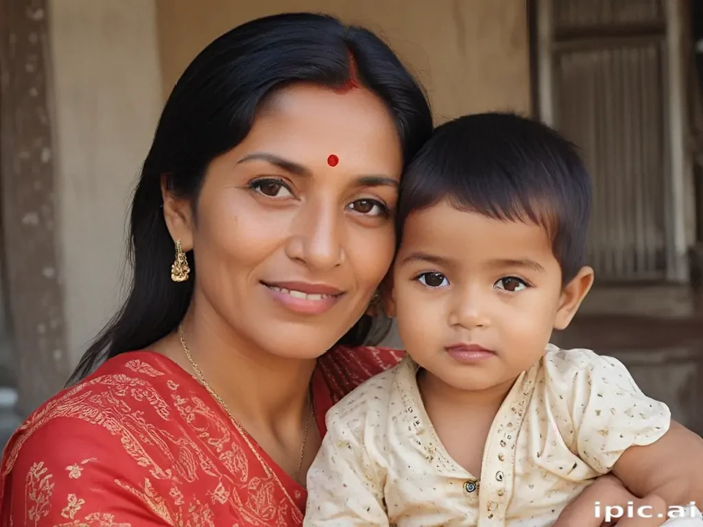 mom and son indian