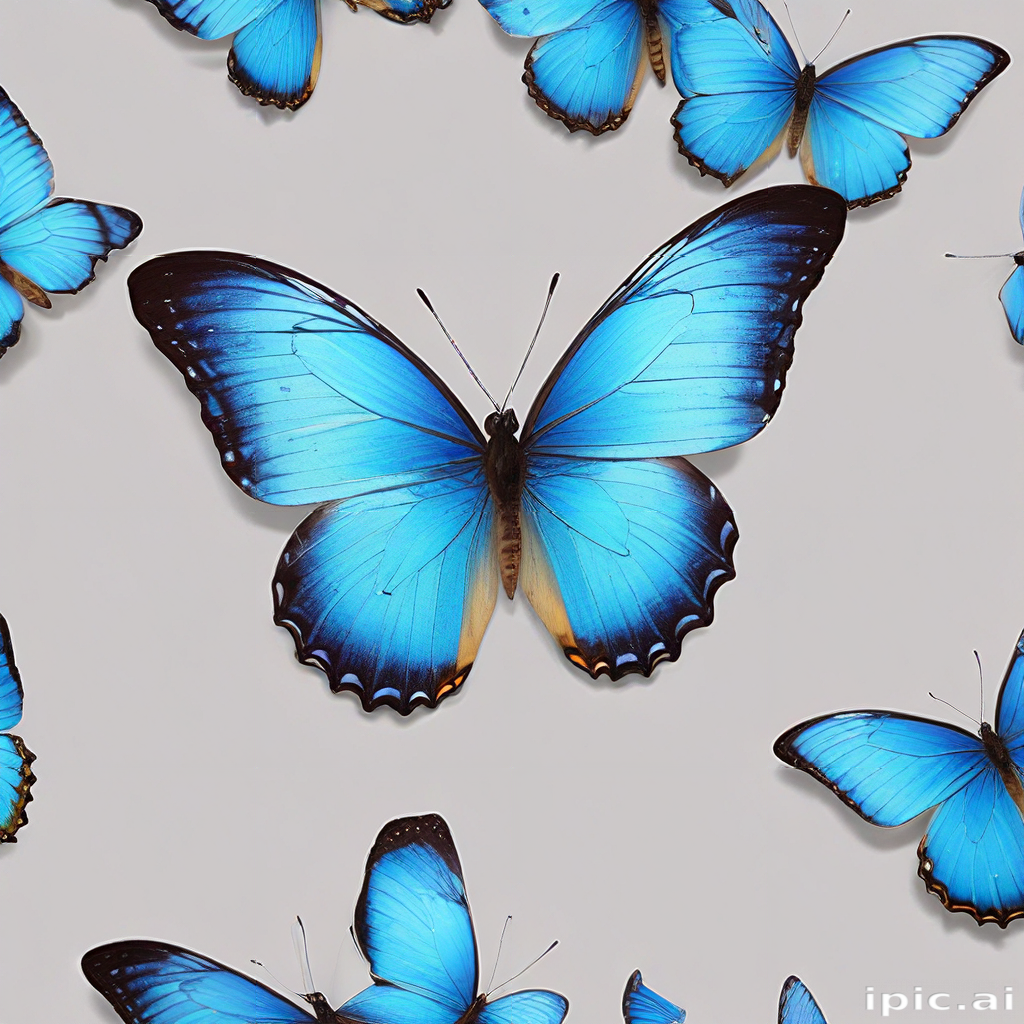 Vibrant Blue Butterflies Gracefully Arranged Against a Soft Neutral ...