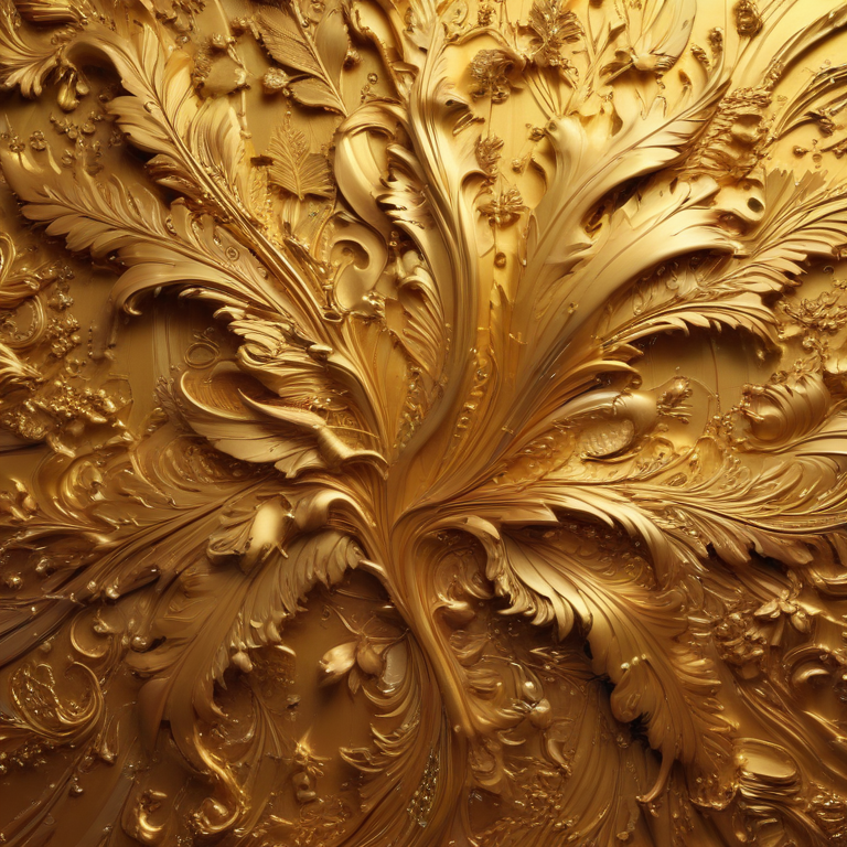 Intricate Golden Floral Design Featuring Luxurious Swirls and Elegant ...