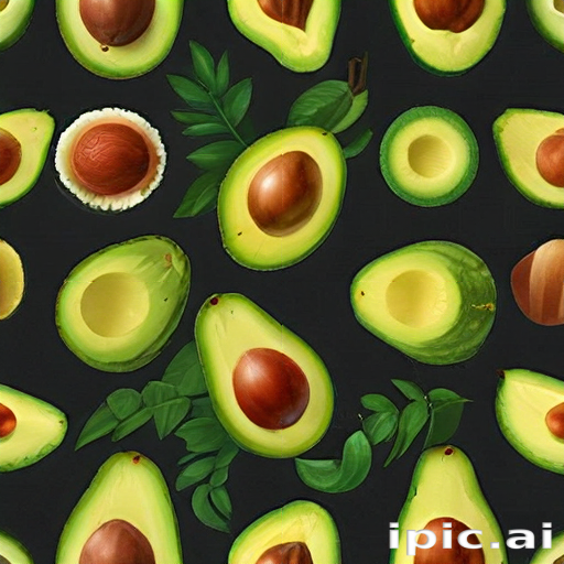 Colorful Avocado Pattern Featuring Halved Fruits and Green Leaves on ...