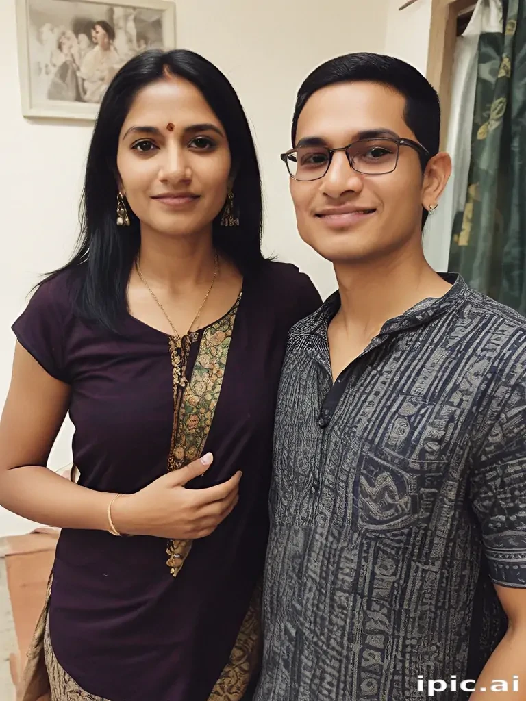 mom and son indian