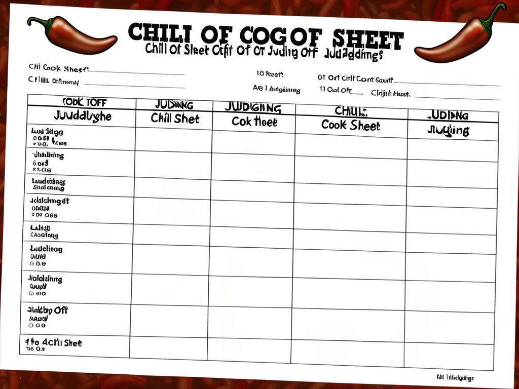 chili cook off judging sheet
