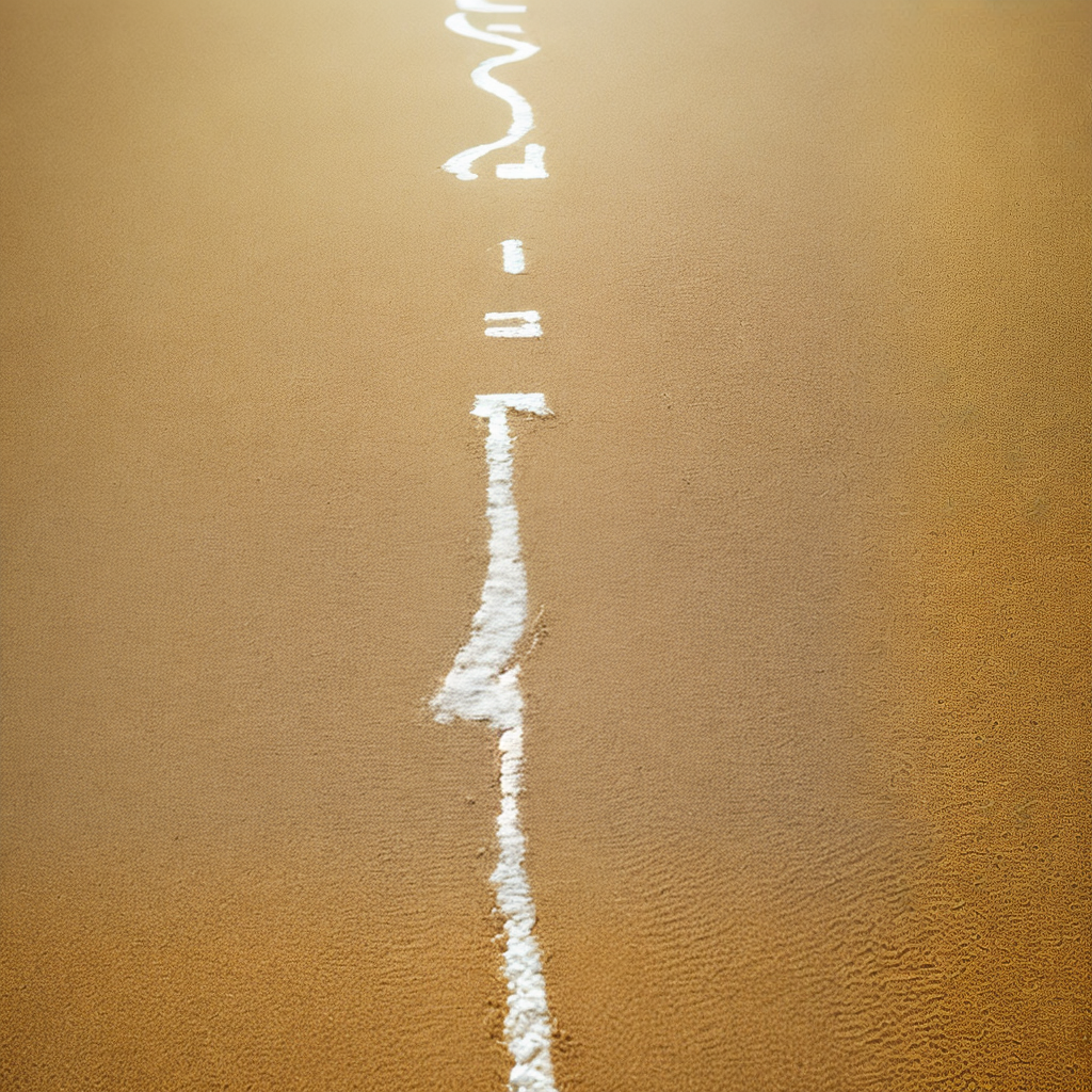 Numbers written in wet sand.