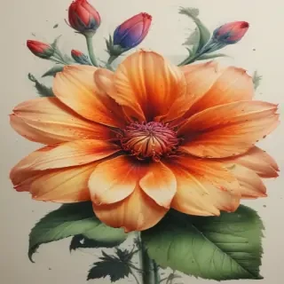 flower drawing images with colour