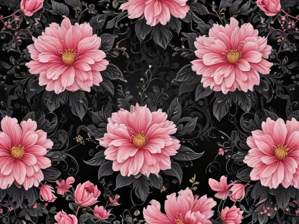 Elegant Floral Design Featuring Vibrant Pink Flowers on a Dark Background