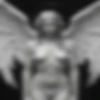 black and white angel drawings