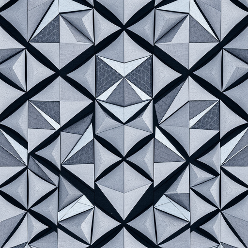 create a high-resolution image of a repeating pattern of black and white triangles arranged in a grid, camera settings f/8 aperture, ISO 100, 1/125 shutter speed, aerial view, digital camera type DSLR for enhanced clarity and detail