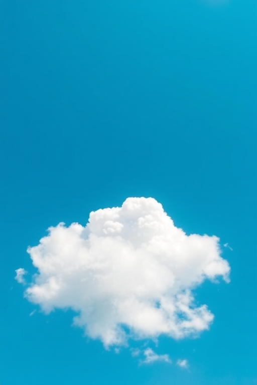 Create a high-resolution image of a clear blue sky with fluffy white clouds using a DSLR camera at f/8, ISO 100, 1/200s, shot from a wide-angle lens perspective to enhance depth and clarity.