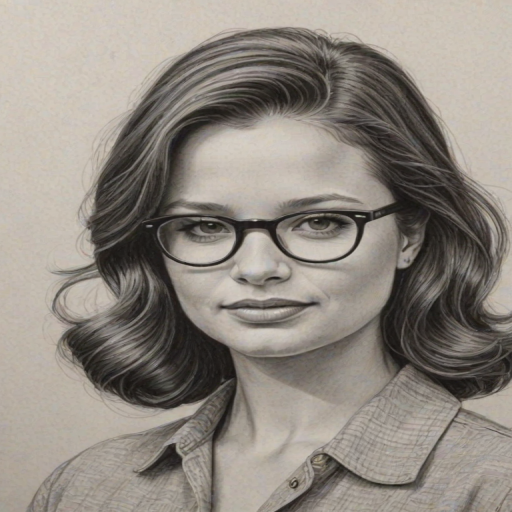 Enchanting Katie Lowes, pencil sketch, portrait of Sublime woman 1957s in glasses, hair style beatnik, outline, clear lines, fine lines, 8k