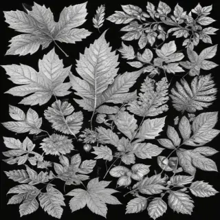 leaves clip art black and white
