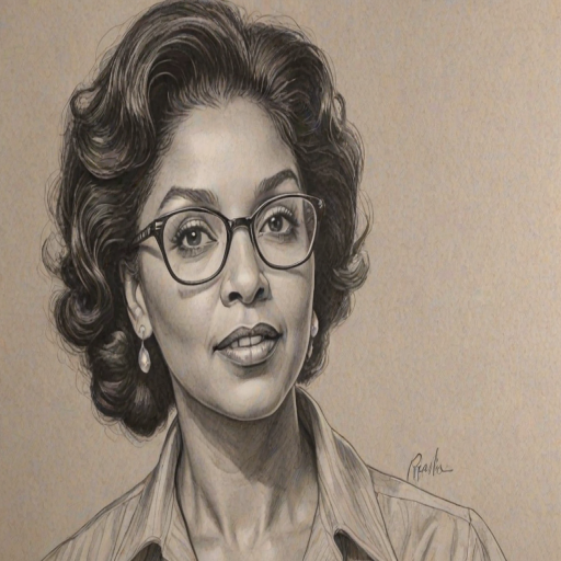 Ravishing Phylicia Rashad, pencil sketch, portrait of Fetching woman 1948s in glasses, hair style beatnik, outline, clear lines, fine lines, 8k