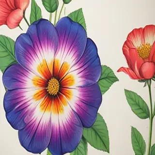 flower drawing with color
