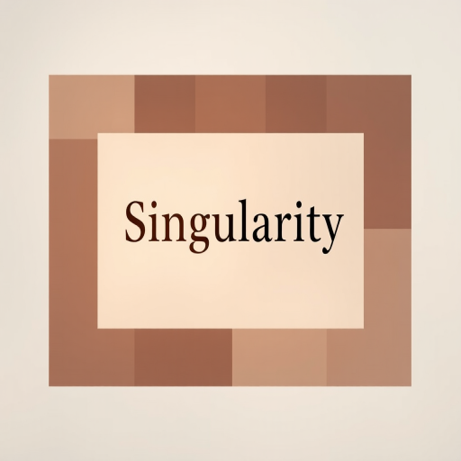 regenerate an abstract image featuring geometric shapes with muted colors and the word "Singularity" in a stylish font, using a Canon EOS R5 camera, 50mm lens, f/1.8 aperture, ISO 100, natural lighting, and a soft-focus background for enhanced clarity and detail