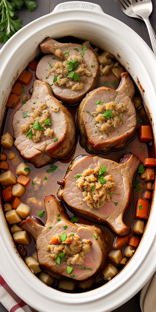 pork chops in crock pot with stuffing