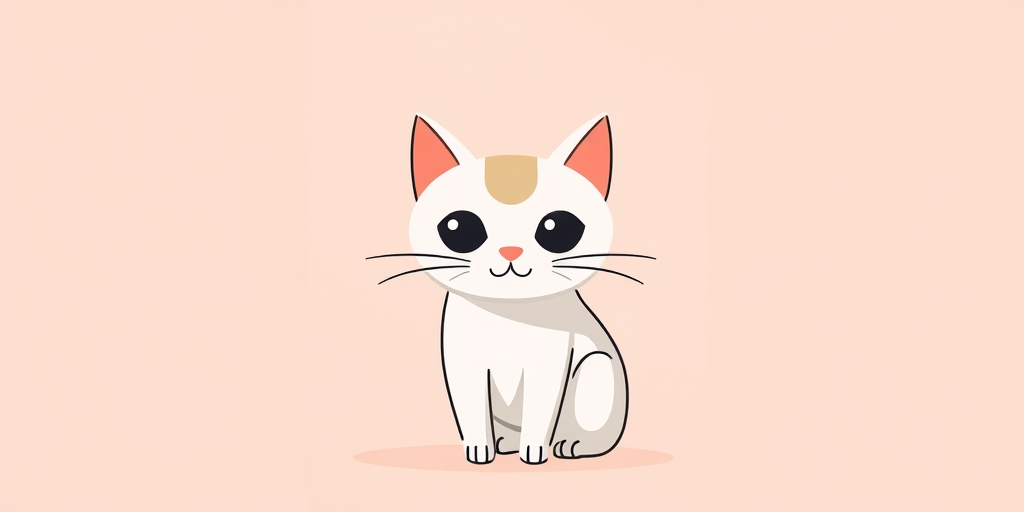 Generate a high-resolution illustration of a stylized cat in a minimalist design, set against a soft pastel background, with a Canon EOS R5 camera at f/2.8 aperture, 50mm lens, ISO 100, shot from a slightly elevated angle, capturing warm natural light.