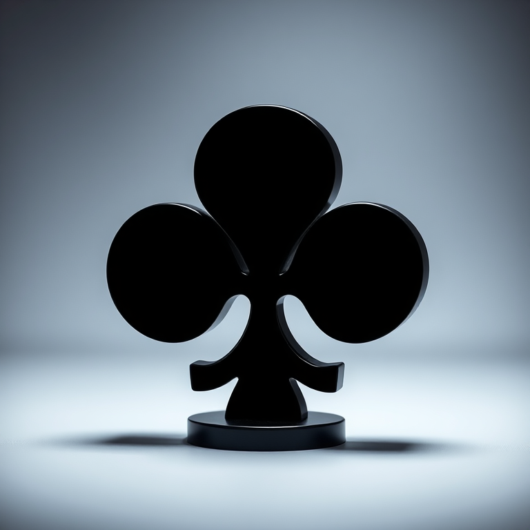 Create a high-resolution image of a black club symbol, shot with a DSLR camera at f/2.8 aperture, ISO 100, 50mm lens, in a well-lit studio setting, with a soft-focus background and sharp foreground details.