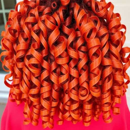 Fiery copper spiral curls known as Autumn Inferno featuring perfectly defined ringlets in varying shades of red orange and gold mimicking the warm hues of fall foliage
